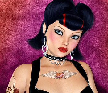 Lizette, tattoo, necklace, goth, woman HD wallpaper