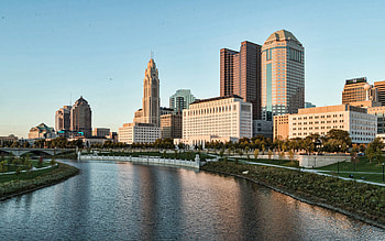 Columbus (Ohio), Travels, Evening sunset, Skyscrapers HD wallpaper