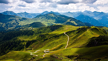 Road to Schneeberg Alps, Austria clouds, Green mountains, Scenic route HD wallpaper
