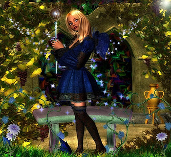 Fairy, abstract, fantasy, flowers, tree HD wallpaper