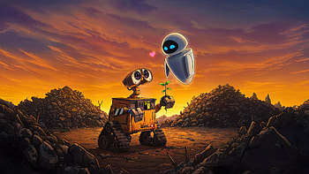 Wall E And Eve , wall-e, pixar, disney, movies, cartoons, artist, artwork, digital-art, ai HD wallpaper
