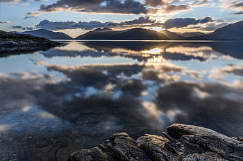Sea, Nature, Sunset, Stones, Mountains HD wallpaper
