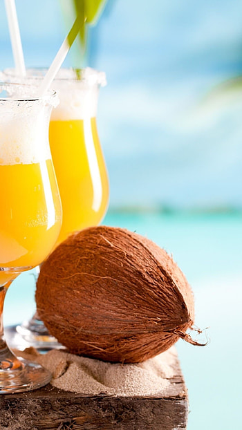 Coconut, Summer vibes, Food art, Tropical HD phone wallpaper