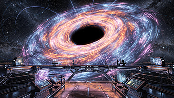Black Hole, Space Station, Galaxy HD wallpaper