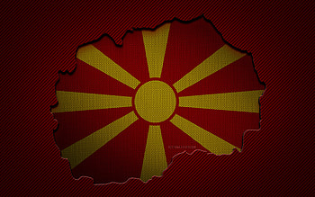 North Macedonia map, , European countries, Macedonian flag, red carbon background, North Macedonia map silhouette, North Macedonia flag, Europe, Macedonian map, North Macedonia, flag of North Macedonia HD wallpaper