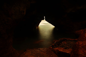 Water, Dark, Shine, Light, Cave, Gorge HD wallpaper