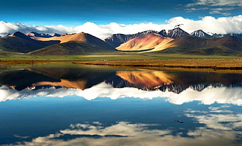 Reflect the mountains, reflection, landscape, sky, nature, mountains, lake HD wallpaper