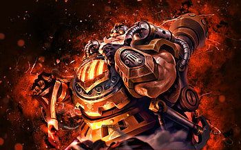 Franco Locomotive, , orange neon lights, League of Legends, MOBA, artwork, Franco Locomotive Skin, Franco Locomotive Build, LoL, Franco Locomotive League of Legends HD wallpaper
