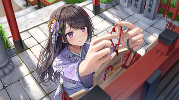 Purple Eyes Black Hair Anime Girl With Purple Dress Anime Girl HD wallpaper