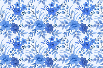 Pattern, texture, blue, white, flower HD wallpaper