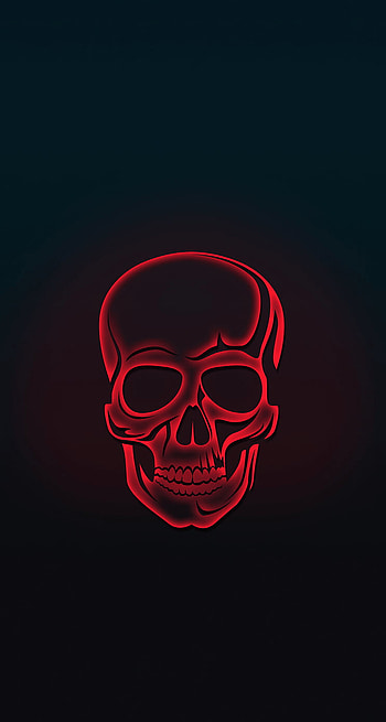 Skull, Neon Red Skull HD phone wallpaper