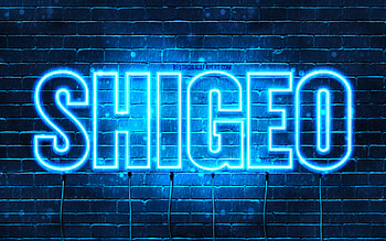 Happy Birtay Shigeo, , blue neon lights, Shigeo name, creative, Shigeo Happy Birtay, Shigeo Birtay, popular japanese male names, with Shigeo name, Shigeo HD wallpaper