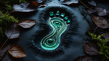 Emerald Bioluminescent Footprint — HD wallpaper