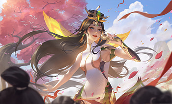 Singer, girl, fantasy, pink, yellow, jian xu HD wallpaper