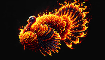 Fiery Turkey Art, turkey (bird), phoenix, fire, bird, fantasy HD wallpaper