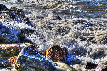 Landscape, Nature, Stones, Sea, Spray, Foam HD wallpaper