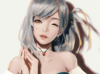 Girl, pendant, fantasy, art, wlop, luminos HD wallpaper