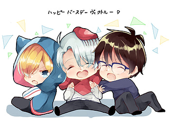 Yuri on Ice, cute, Yuri Plisetsky, cat, Anime, Yuri Katsuki, chibi, Victor Nikiforov, Kawaii, Male HD wallpaper