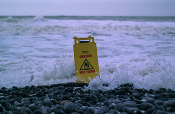 Nature, Stones, Sea, Foam, Sign, Caution HD wallpaper