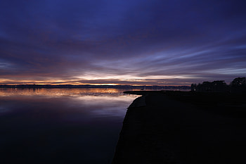 Water, Twilight, Horizon, Reflection, Dark, Coast, Dusk HD wallpaper