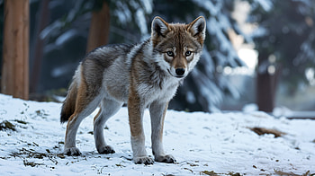 Stunning Wolf Cub in Ultra, wolf cub, Animal, wolf, Wildlife, snow, winter animals HD wallpaper