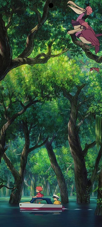 Ponyo, forest, by_the_sea, cliff, ghibli, ghiblistudio, on HD phone wallpaper