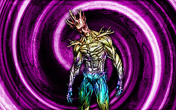 Holo Foil Groot, purple grunge background, Fortnite, vortex, Fortnite characters, Holo Foil Groot Skin, Fortnite Battle Royale, Holo Foil Groot Fortnite HD wallpaper