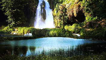 The Beauty Garden Of Waterfall, blue, gorgeous, cool, warm, amazing, lovely, beauty HD wallpaper