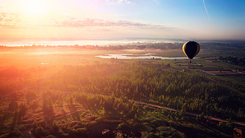Air sports, Morning flight, Hot air balloon, Landscape HD wallpaper