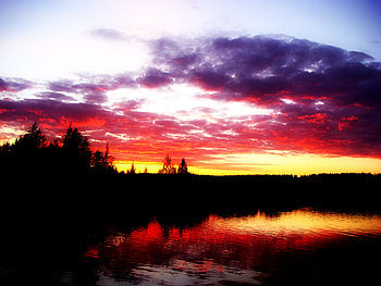 Sunset, lake HD wallpaper