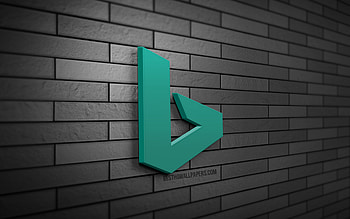 Bing 3D logo, , gray brickwall, creative, brands, Bing logo, 3D art, Bing HD wallpaper