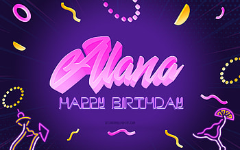 Happy Birtay Alana, , Purple Party Background, Alana, creative art, Happy Alana birtay, Alana name, Alana Birtay, Birtay Party Background HD wallpaper