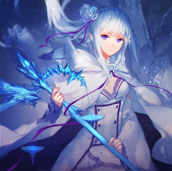 Emilia, sweet, osft, white, cute, girl, beautiful, long hair, dress, beauty, anime girl, anime, pretty, white hair, lovely HD wallpaper