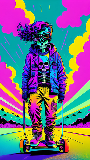 Skateboard skull, dark, skeleton, bones HD phone wallpaper