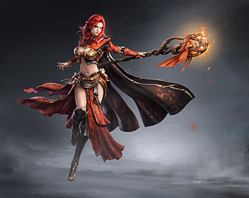 Fantasy girl, redhead, fantasy, red, zhao, sorceress HD wallpaper