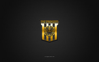 The Strongest, Bolivia football club, yellow logo, gray carbon fiber background, Bolivian Primera Division, football, La Paz, Bolivia, The Strongest logo HD wallpaper
