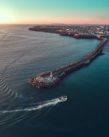 Nature, City, View From Above, Pier, Ocean, Yacht HD phone wallpaper