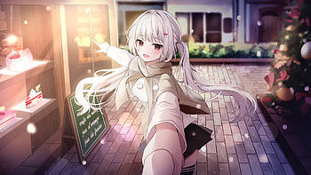 White Long Hair Anime Girl Inside Bakery Anime Girl HD wallpaper