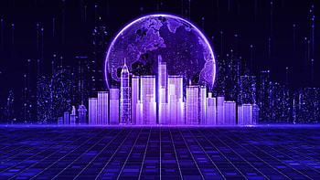 Smart City Cyberspace Metaverse Digital Building Art Futuristic Vaporwave HD wallpaper
