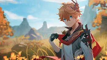 Blue Eyes Tartaglia Childe Genshin Impact HD wallpaper