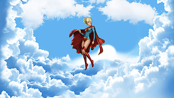 Supergirl In Sky , supergirl, superheroes, artist, artwork, digital-art HD wallpaper