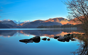Ullswater Lake in Cumbria, UK, national park, UK, sunrise, lake HD wallpaper