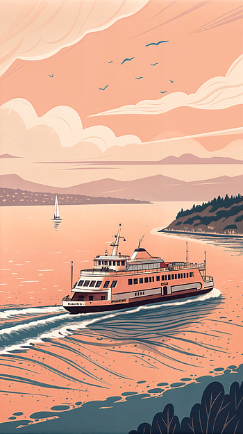 Serene Ferry Voyage - A Tranquil , water, landscape HD phone wallpaper
