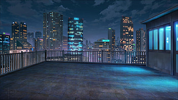 Anime School Rooftop Night HD wallpaper