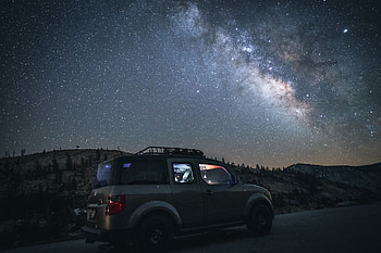Mountains, Night, Cars, Car, Starry Sky, Suv, Machine HD wallpaper