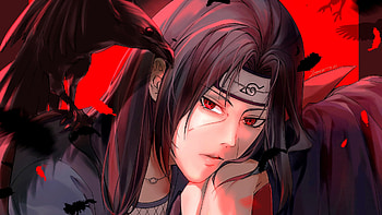 Red Eyes Sad Face Itachi Uchiha With Black Eagle Naruto HD wallpaper