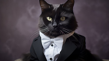 Elegant Black Cat in Tuxedo, Black Cat, Animal, cat HD wallpaper