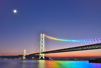 Akashi Kaikyo Bridge, Captured by Lukawaguchi, Japanese bridge, Iconic structure HD wallpaper