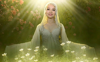 Morning Sunlit Beauty, softness, Veil, etheral, model, morning, sunlight, gorgeous, Woman, Lovely, feminine, beautiful, oriental, flowers, splendor, Angelic, female HD wallpaper