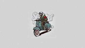 Skull Man On Scooter Minimal , skull, scooter, minimalism, minimalist, artist, artwork, digital-art HD wallpaper